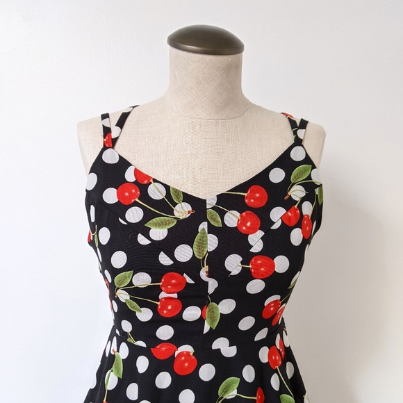 red cherry print spaghetti strap mini dress - Picture 2 of 11